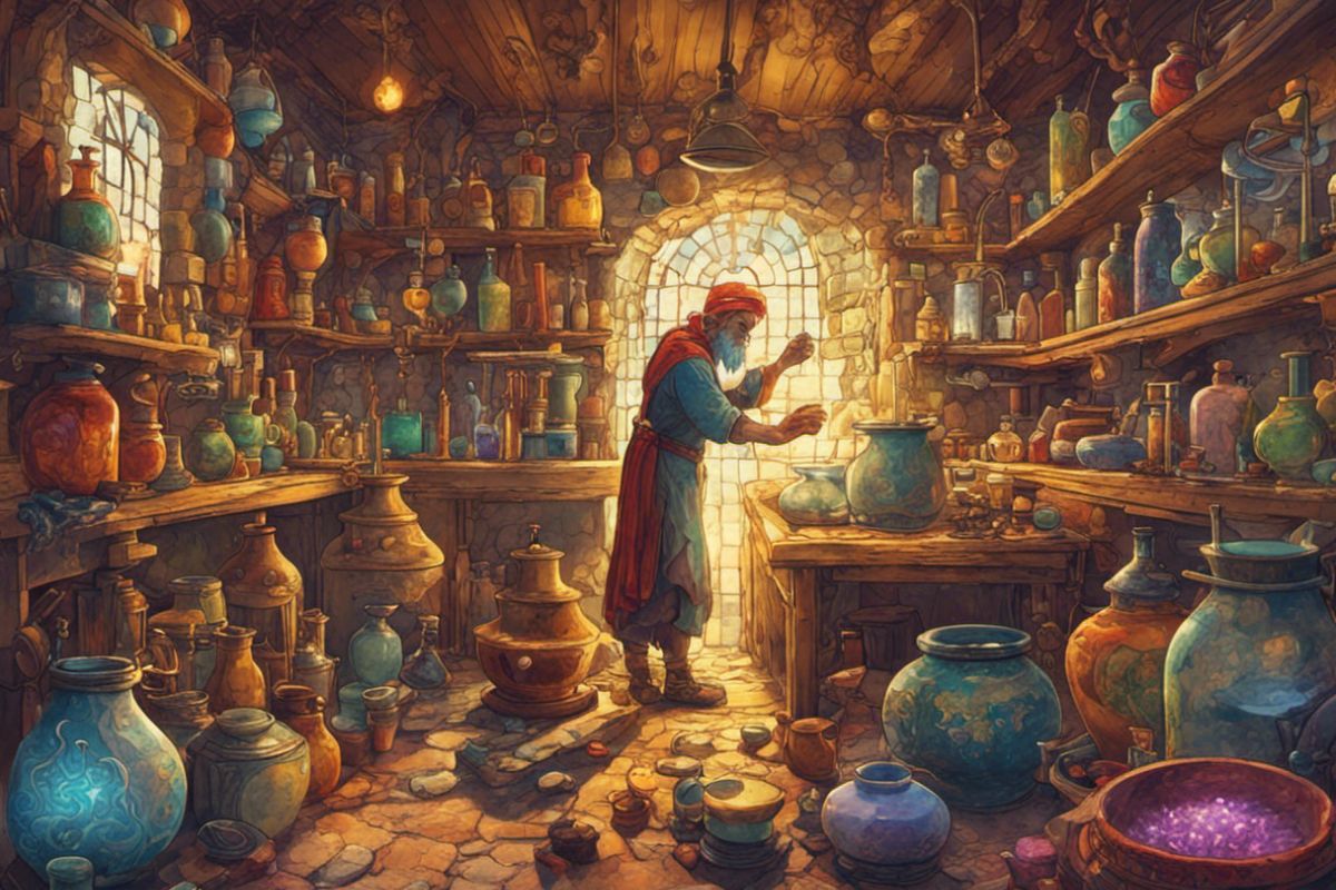 Alchemist in his lab